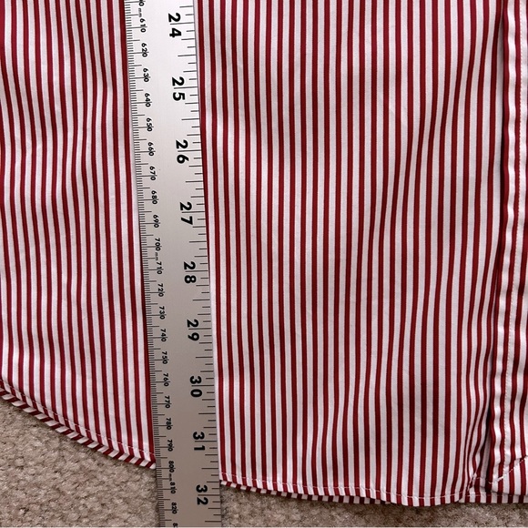 Ralph Lauren Classic Fit Red and White Striped Long Sleeve Button Down Shirt - Picture 9 of 10